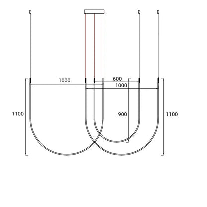 Minimalist linear restaurant chandelier for villa