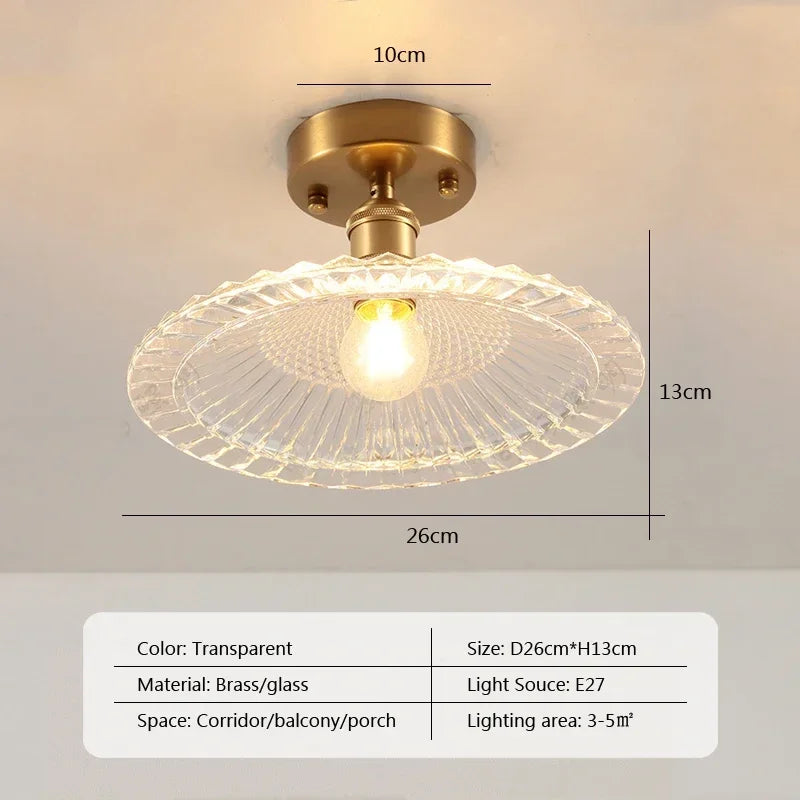 Vintage european clear glass flush ceiling light