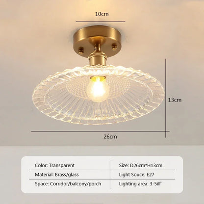 Vintage european clear glass flush ceiling light