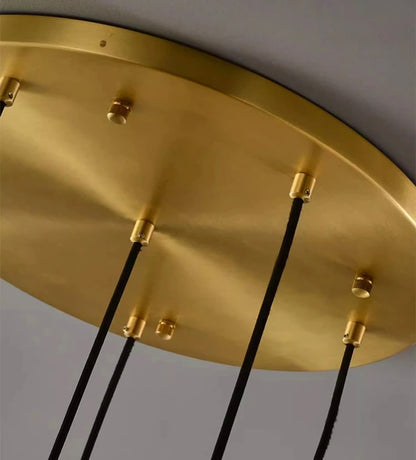 Lustre en verre craquelé et cuivre pour hall d'entrée