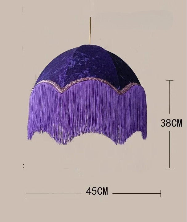 Lustre français vintage en tissu à pompons