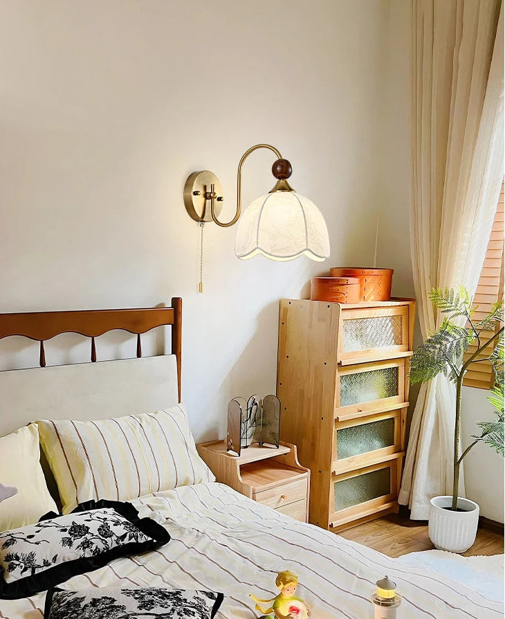 French fabric wall lamp with cable switch