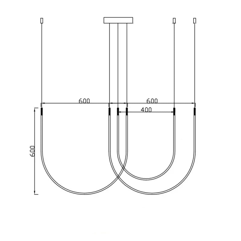 Minimalist linear restaurant chandelier for villa