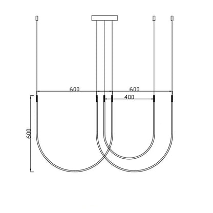 Minimalist linear restaurant chandelier for villa