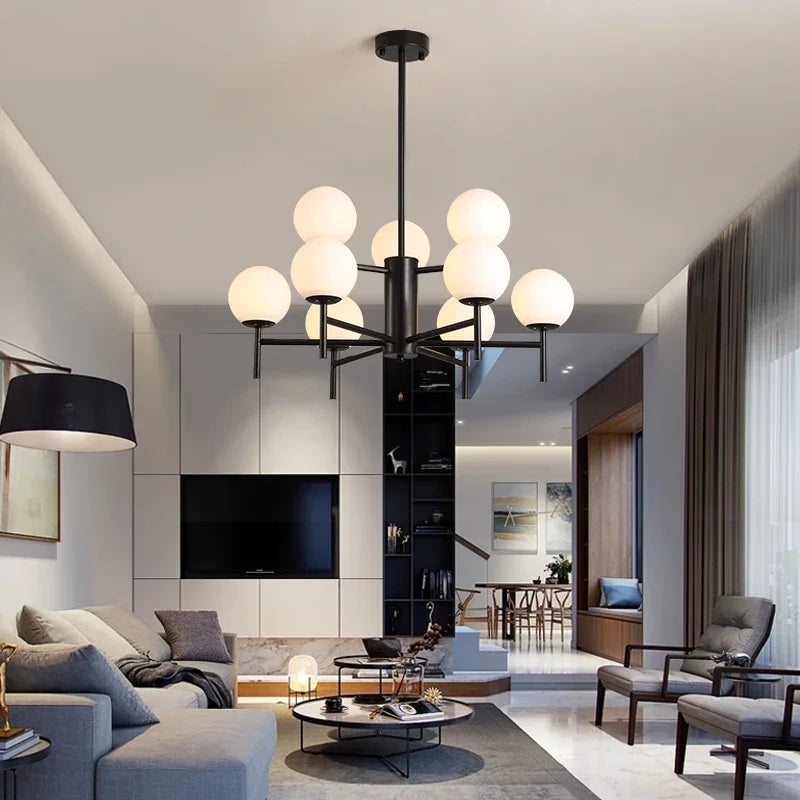 Globe cluster arms chandelier