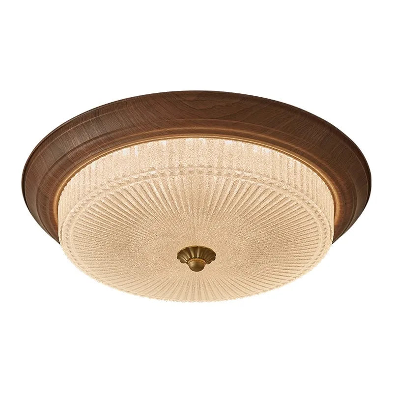 Walnut etched glass ceiling light for dining room