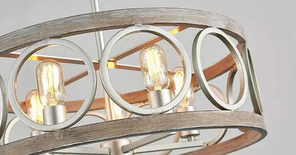 Farmhouse iron circle with wood inlay