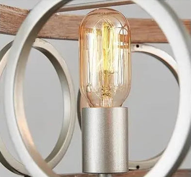 Farmhouse iron circle with wood inlay