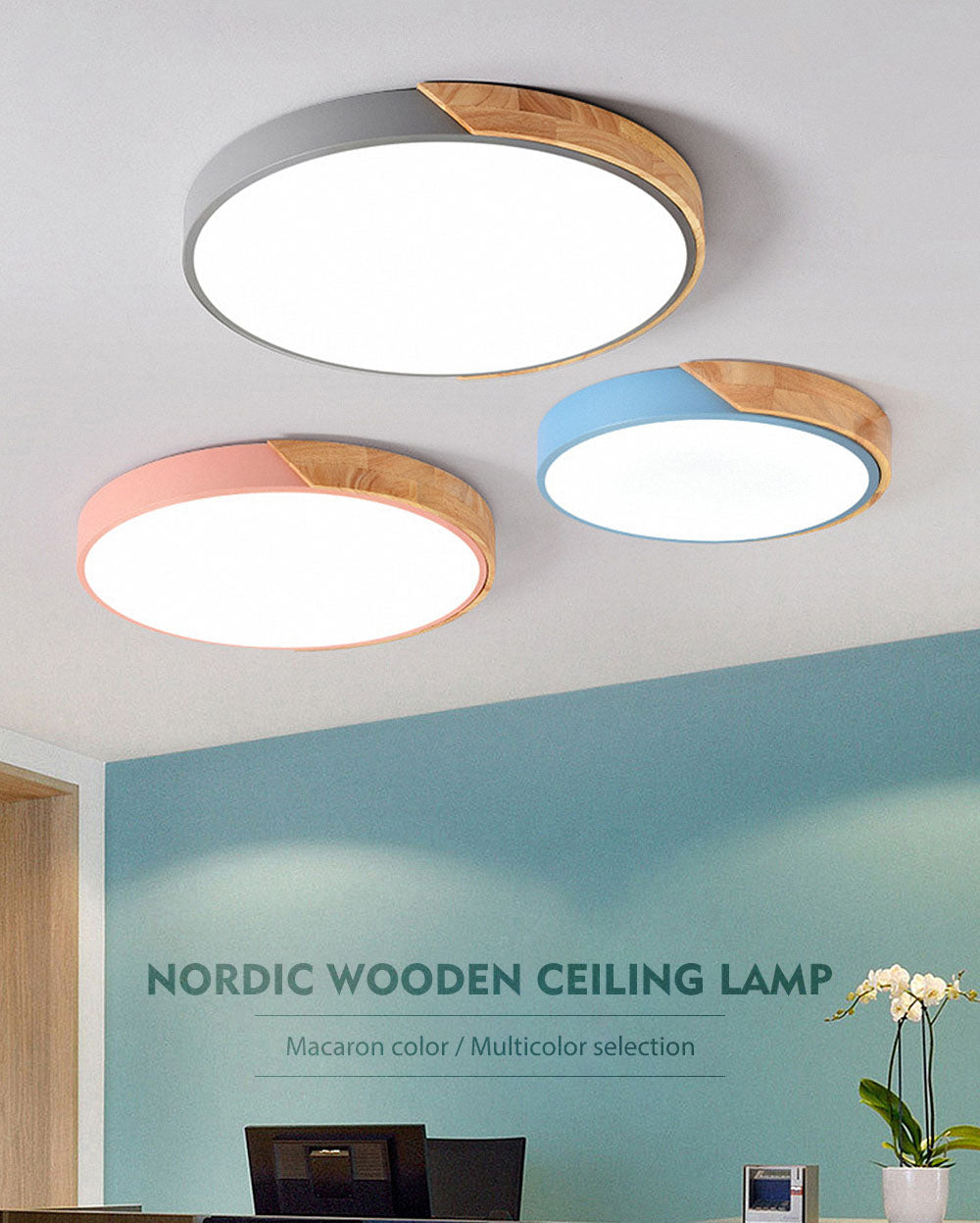 Macaron Wood Minimalist Round LED Ceiling Light