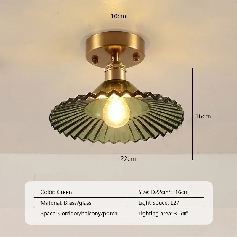 Vintage european clear glass flush ceiling light