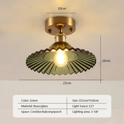 Vintage european clear glass flush ceiling light