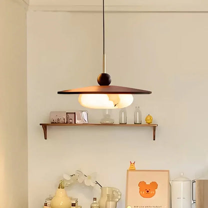 Suspension LED couleur noyer pour table à manger et cuisine