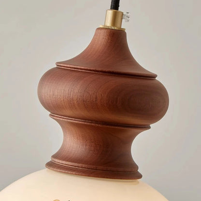 Suspension en verre et noyer Camellia, style wabi sabi