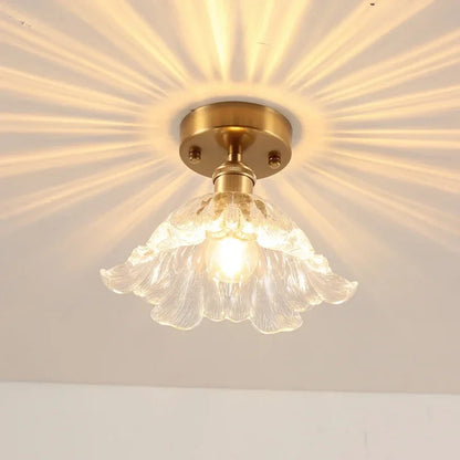 Vintage european clear glass flush ceiling light