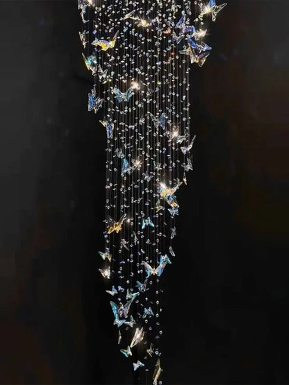 Butterfly crystal chandelier for villa staircase and living room