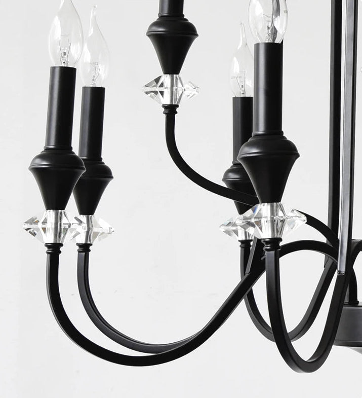 Lustre en cristal français ancien à deux niveaux