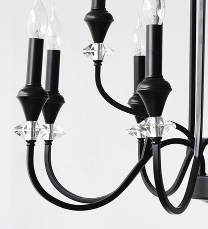 Lustre en cristal français ancien à deux niveaux