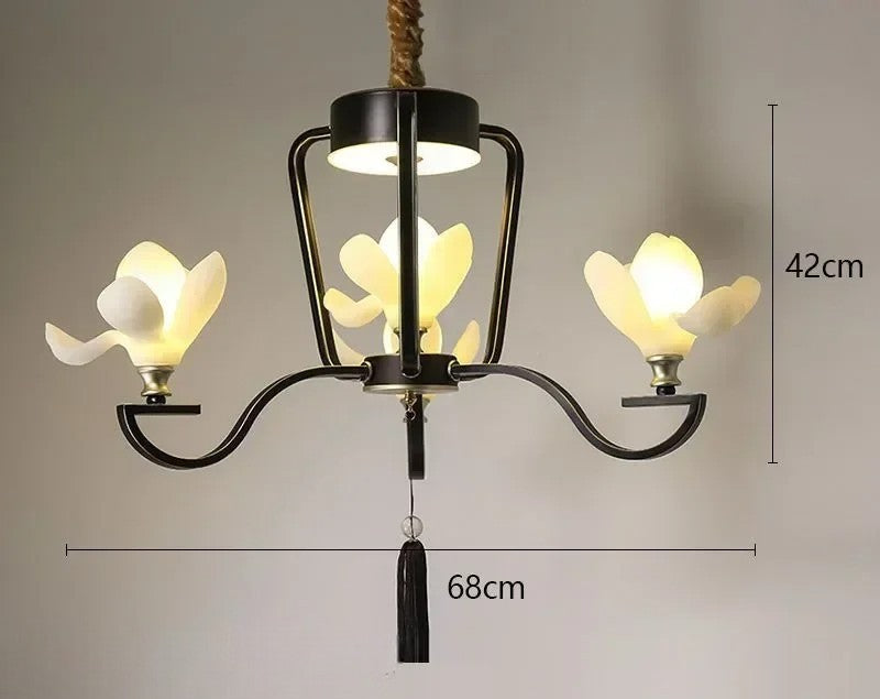 Magnolia flower retro modern chandelier