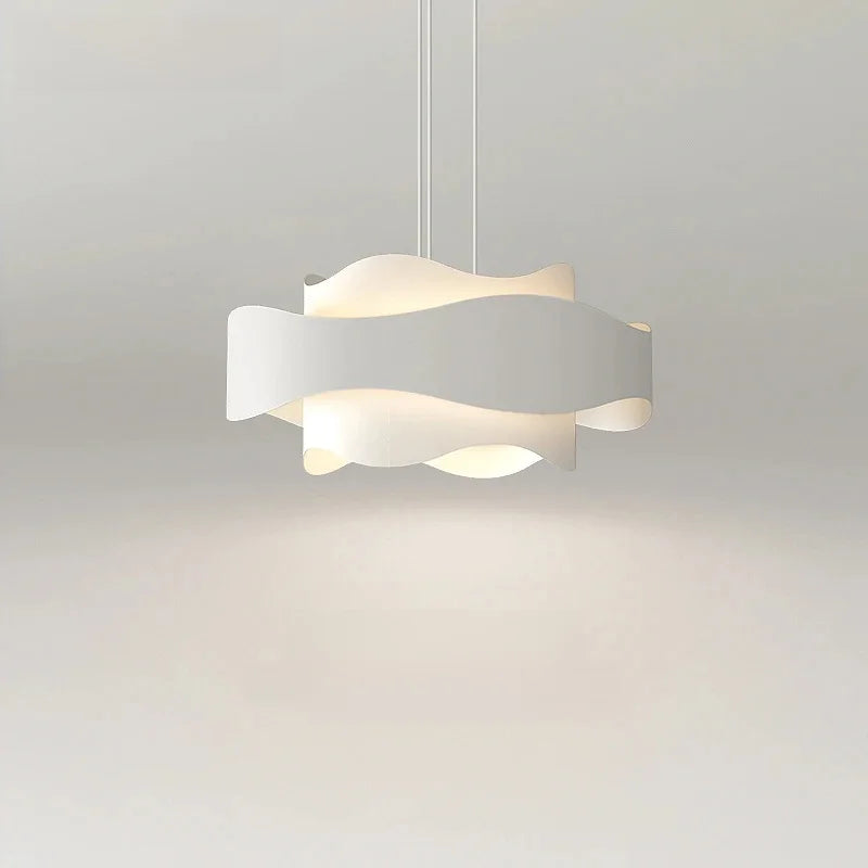 Lustre rond blanc à LED ondulé