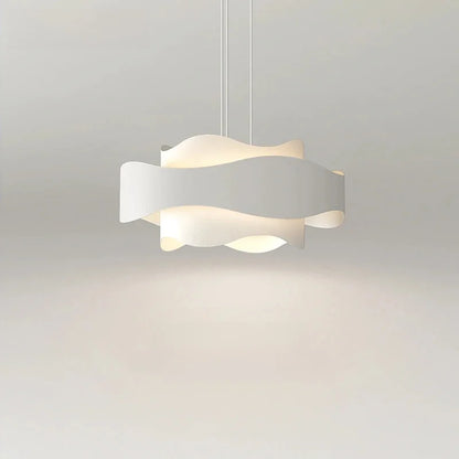 Lustre rond blanc à LED ondulé