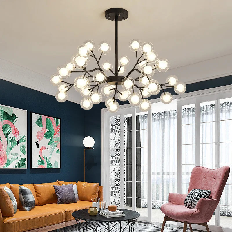 Scandinavische kroonluchter in zwart goud voor restaurants en bars