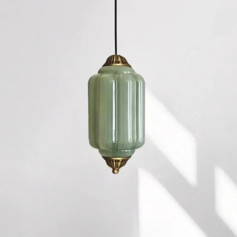 Vintage milk glass pendant with brass