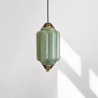 Vintage milk glass pendant with brass