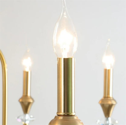 Lustre en fer forgé avec bougeoirs en cristal