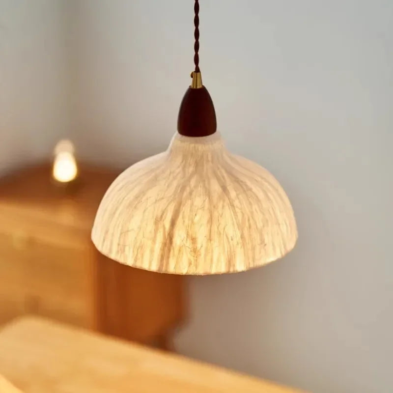 Suspension en papier de riz couleur noyer, style wabi sabi