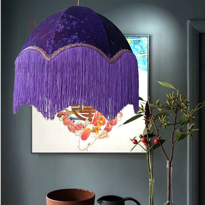 French retro tassel fabric chandelier