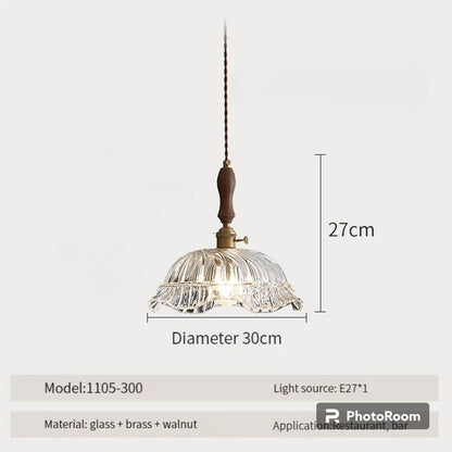 LUXELY vintage wood and glass pendant light