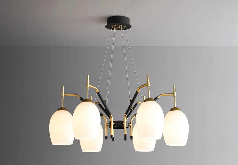 LED-Kronleuchter aus schwarzem Glas für Kücheninsel