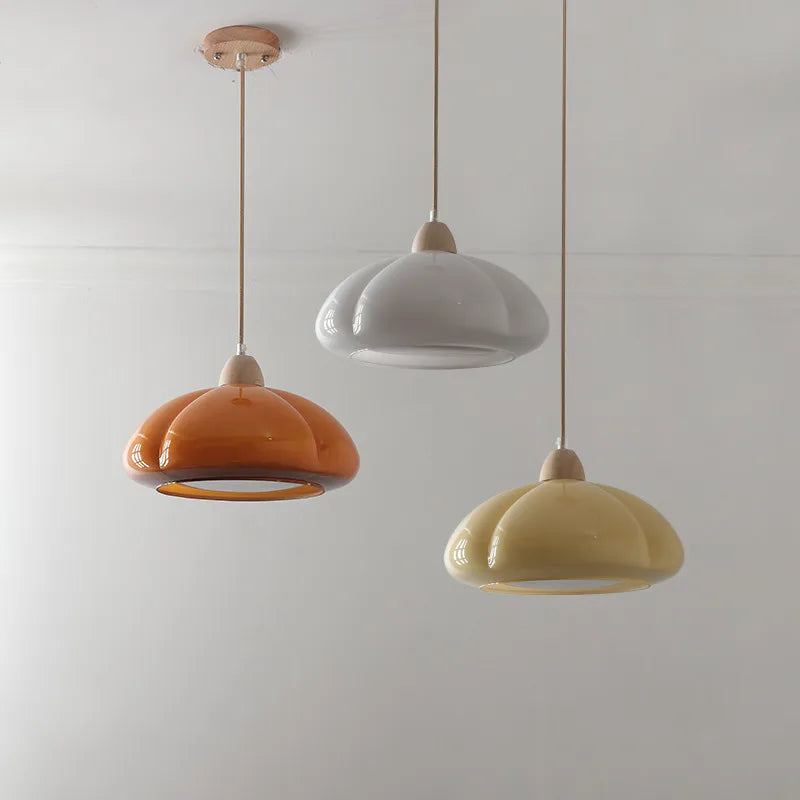 Pumpkin glass LED pendant light japanese style