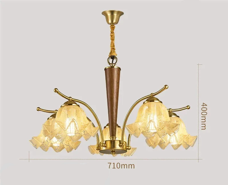 Five-light Contemporary LED Pendant Light with retro design, perfect for illuminating mid-sized spaces with vintage elegance.