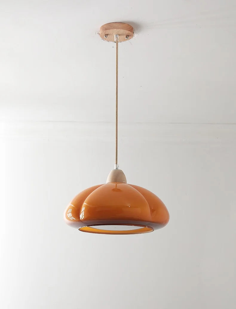 Pumpkin glass LED pendant light japanese style