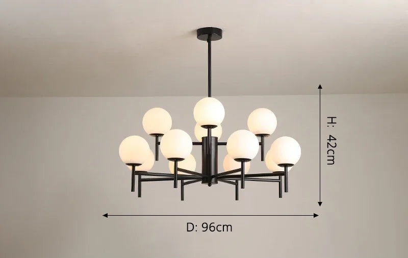 Globe cluster arms chandelier