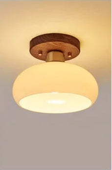Walnut ceiling light wabi sabi for hallway