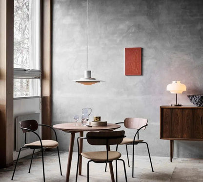 Cozy dining nook with Silver Cord Pendant Light - E27 Art Lamp, LED-lit and metal-built for stylish and functional lighting.