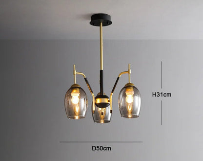 LED-Kronleuchter aus schwarzem Glas für Kücheninsel