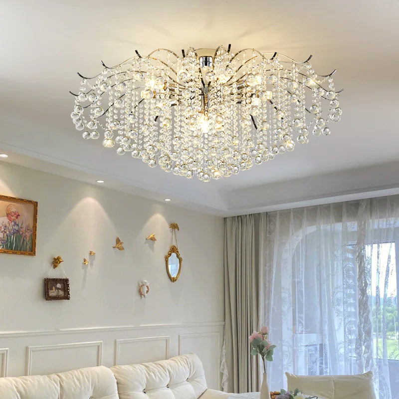 Moderne kristallen kroonluchter voor de woonkamer goud - Ovaal 80 cm Moderne kristallen kroonluchter voor de woonkamer goud - Ovaal 80 cm