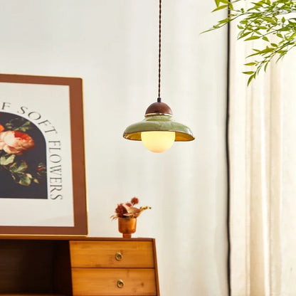 Groene keramische schaal hanglamp voor kookeiland