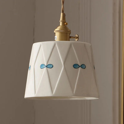Japanese brass glazed ceramic pendant light