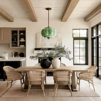 Suspension en verre opalin vert nacré