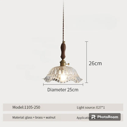 LUXELY vintage wood and glass pendant light