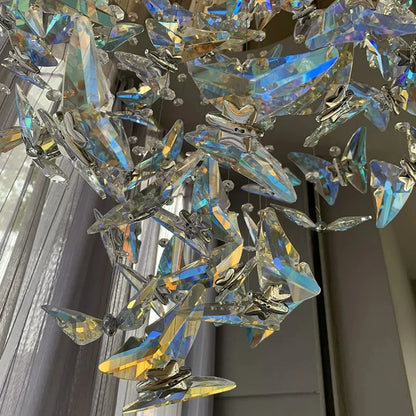 Butterfly crystal chandelier for villa staircase and living room