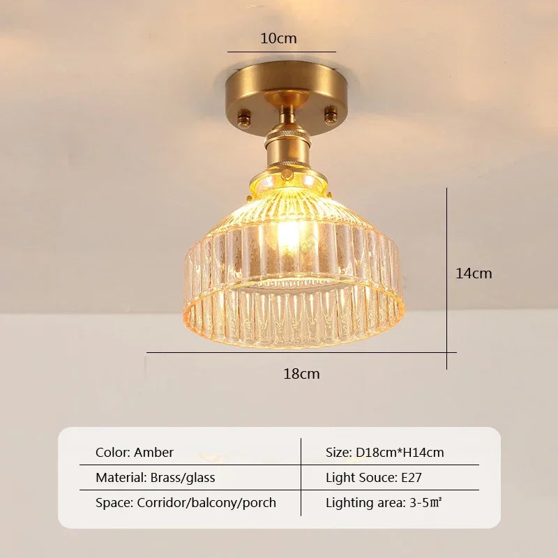 Vintage european clear glass flush ceiling light