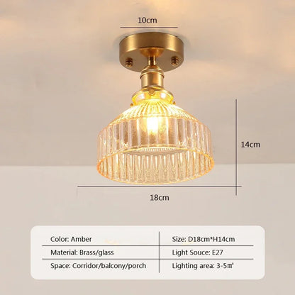 Vintage european clear glass flush ceiling light