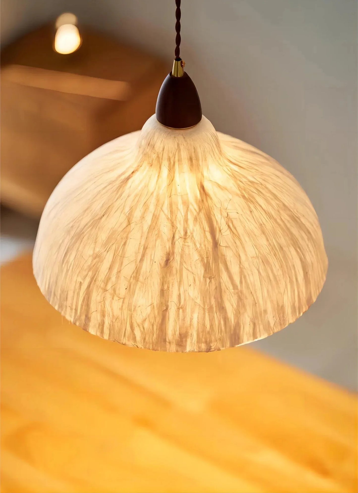 Suspension en papier de riz couleur noyer, style wabi sabi