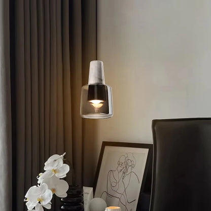 Suspension en marbre et verre blanc pour cuisine et salle à manger