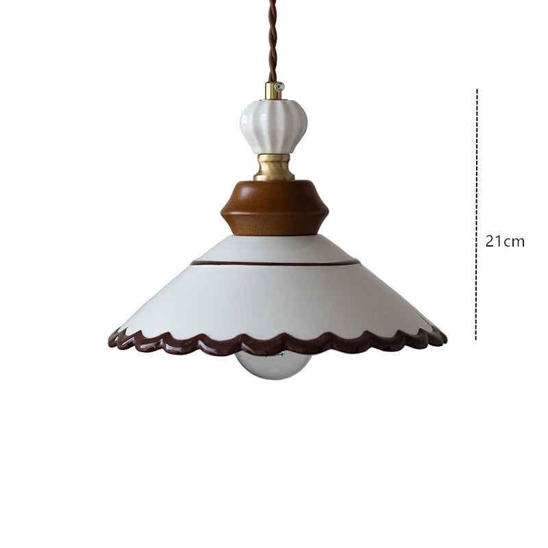 Ceramic LED pendant light with wood nordic design